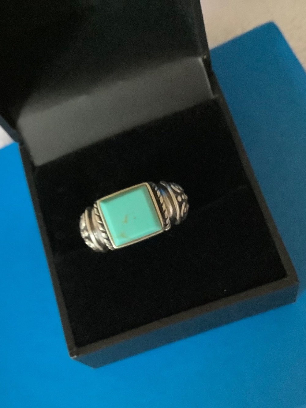 925 Sterling Silver Vintage Turquoise Western Ring SZ 8 - Picture 2 of 16